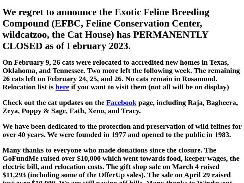 EFBC/Feline Conservation Center